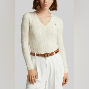 POLO RALPH LAUREN
Cable-Knit Wool-Cashmere V-Neck Sweater